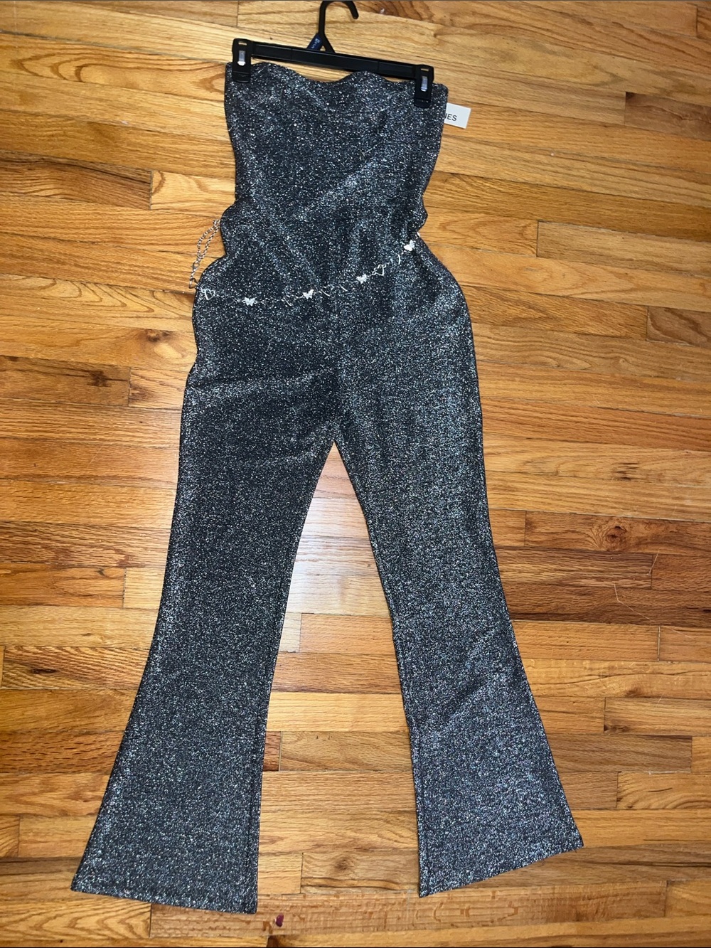 Sparkle Strapless Metallic Jumpsuit - Silver